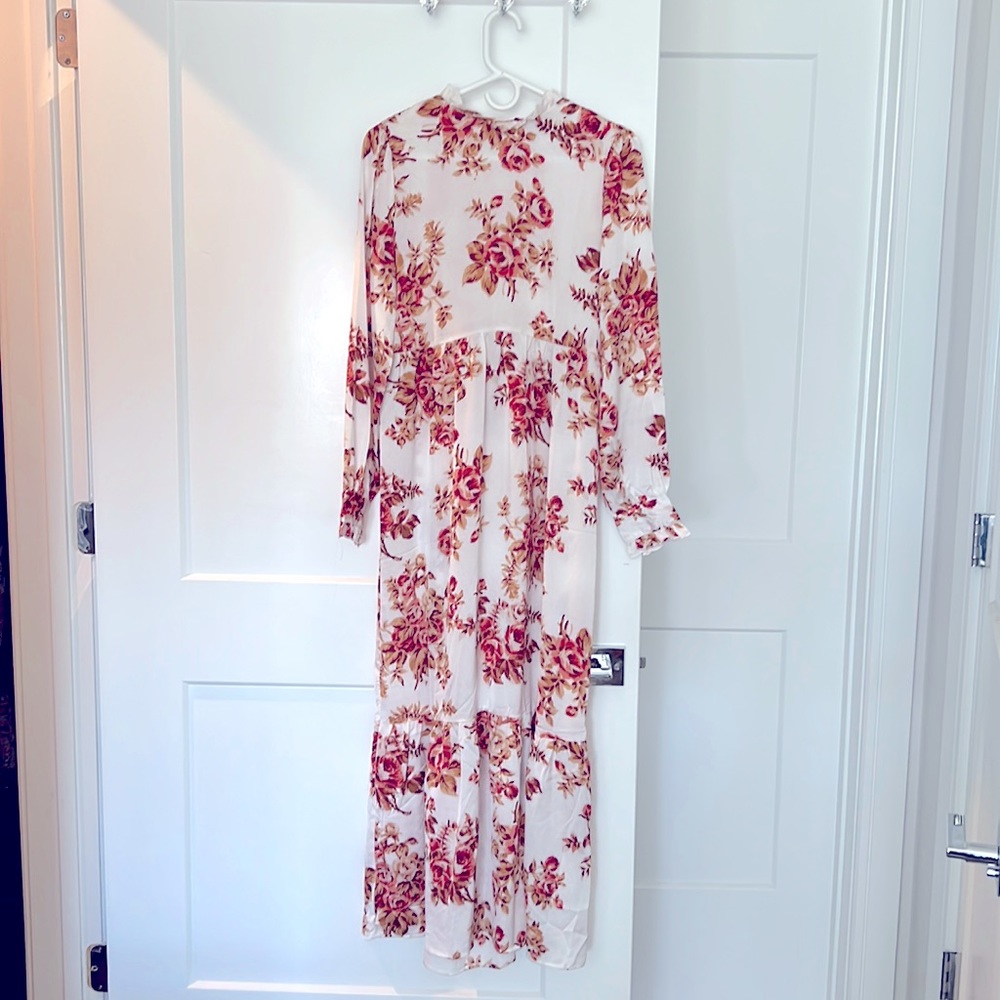 High neck floral maxi dress